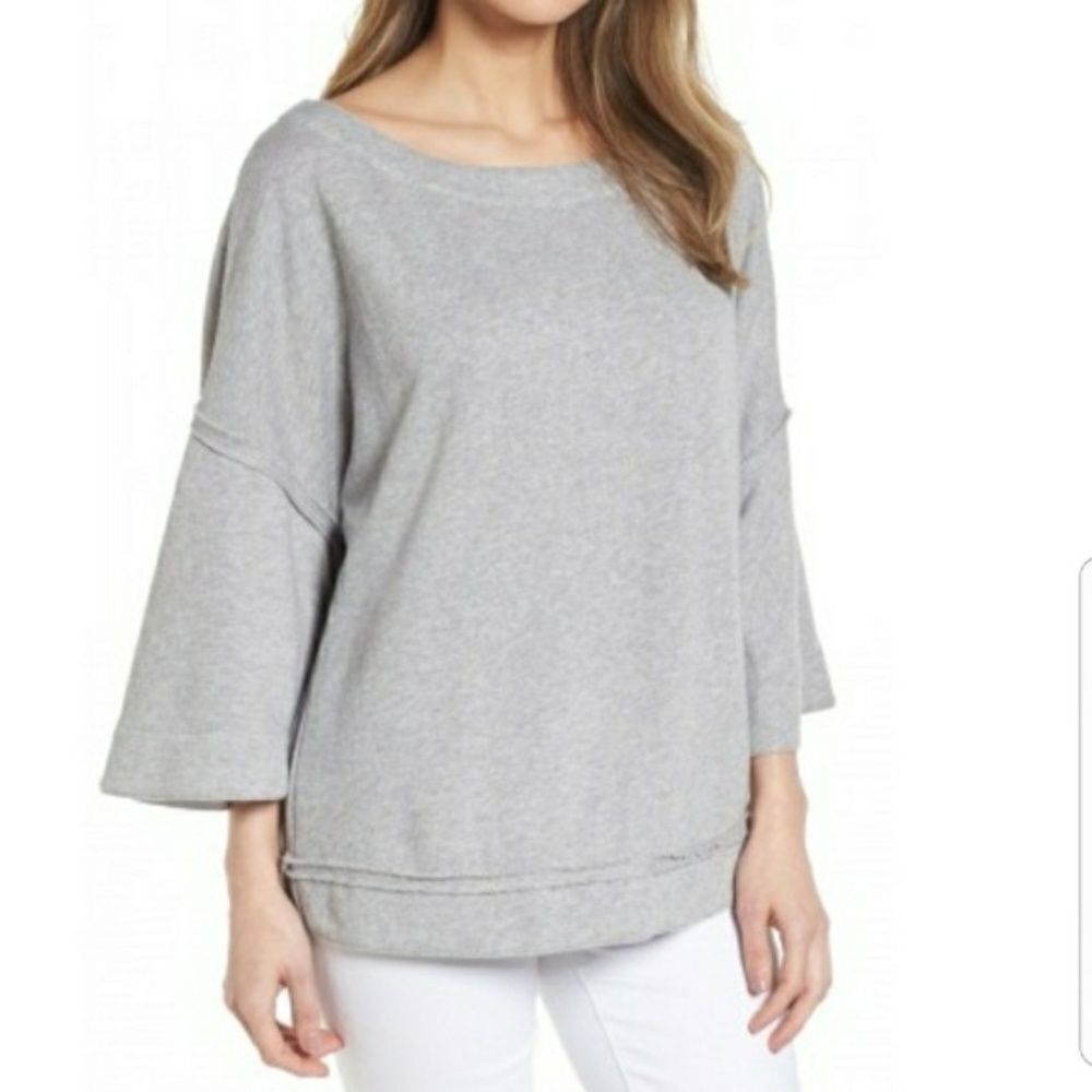 NWT Caslon (Nordstrom Brand) Batwing Oversize Popover Sweater Heather Grey Small